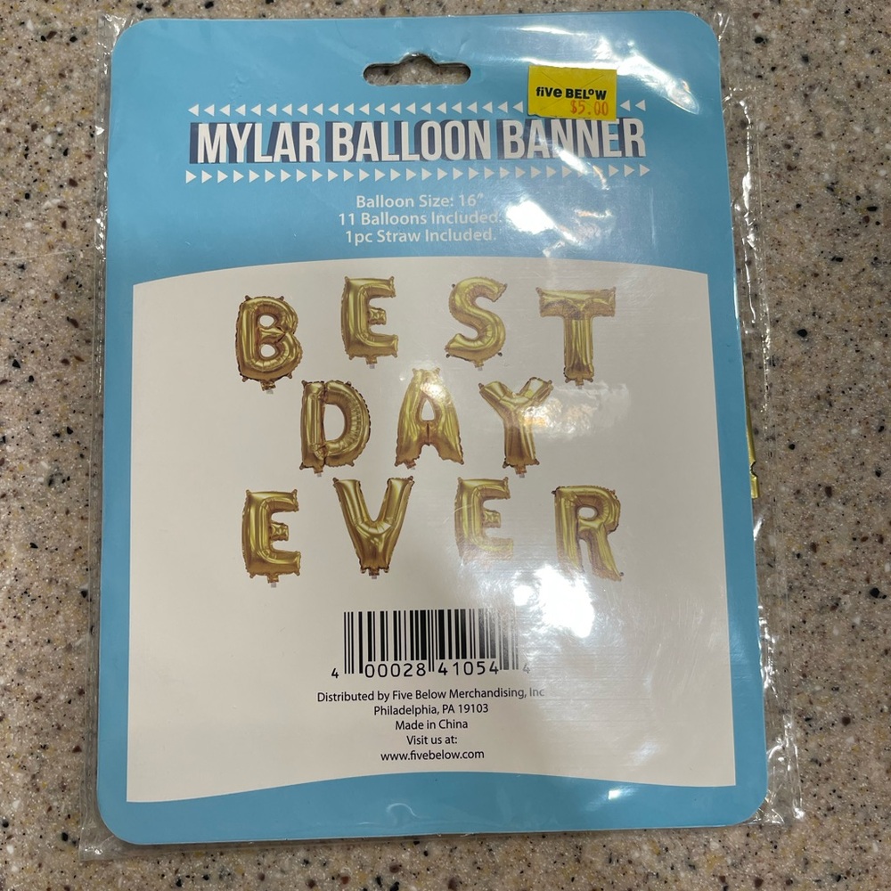 Gold Mylar Balloon Banner
